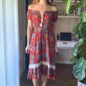 Forever 21 Off Shoulder High Low Boho Floral Dress